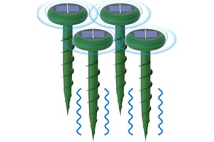 HULAXILOTI Anti Taupe Solaire Vibration et Ultrasons 4 Pièces, Taupe Ultrason Solaire avec 3 Modes De Dissuasion, Convient pour Repousser Les Taupes et Autres Rongeurs dans Les Jardins, Les Pelouses