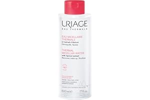 Uriage Acqua micellare termale per pelle sensibile - Viso e occhi - 3 in 1: deterge, rimuove il trucco e lenisce - Senza risciacquo - Profumazione fruttata floreale - 500ml