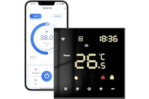 MIUCDA Tuya Smart Thermostat für Wasser Fußbodenheizungen und Boiler, WiFi Heizungsthermostat Digital Raumthermostat Kompatibel mit Alexa, Google Home, Schwarz 3A