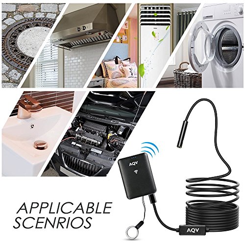 AQV Endoskop Kabelloses WiFi Endoskopkamera wasserdichte Inspektionskamera mit 2,0 Megapixel 720P HD halbsteife Kabel Boreskope Schlange kamera fÃ¼r Android und IOS Smartphone 5m