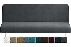 CHELZEN Rozciągliwy pokrowiec na futon bez podłokietników, regulowany składany pokrowiec na sofę (szary)