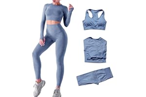 DONYKARRY 2/3 Teilig Trainingsanzug Damen, Sport Leggings Gym Set Yoga Jogginganzug Strumpfhosen Stretch-Sport-BH-Fitness-Set Sportbekleidung Jogging Pilates