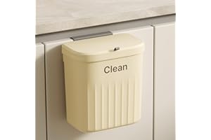 Cokshy Pattumiera da cucina in plastica, 12 L Pattumiera Sospesa con Coperchio, compostiera da cucina per Cucina, Armadio, Bagno, Camera da Letto, Ufficio, Sotto Lavello (Beige)