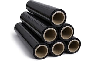 RAGO® Film Negro para Embalar 6 piezas 150m I Rollos de Plastico 900g I Film para Embalar I 7,5 x 7,5 x 40 cm I Papel film I Rollos de Plastico para Embalar I Plastico Embalaje 0,9 Kg