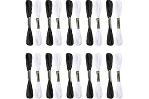 LIYUN Fili per Ricamo Bianco e Nero, Punto Croce, Cotone, Amicizia e Maglieria - Set da 20