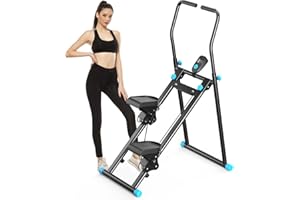 MINENICE 2025 Neues Stair Stepper für Home Gym Übung，Vertikale Klettermaschine mit Einstellbarem 3 Stufen Widerstand, Kreuztrainer mit LCD-Display, Faltbare Tragbares Pedal, Verstellbare Lenker