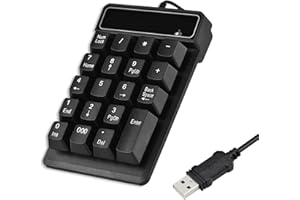 Agatige Mechanical Numeric Keypad, 19 Keys Number Pad Cable Length 1.5m / 5ft USB Wired Number Key Pad Portable Keypad Extended Layout for Laptop Desktop PC