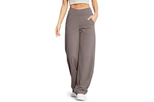 G4Free Yoga Pants for Women Wide Leg Trousers Crossover High Waist with Pockets Petite/Regular/Tall Loose Stretch Casual Lounge Pants