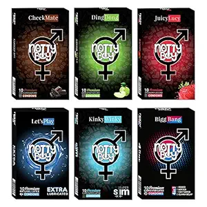 NOTTY BOY Honeymoon Pack Condoms With Exciting Flavour - (6x10s)