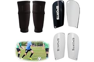 FIBOGOUP 2 Paires de Protège-Tibias de Football - avec Manchon Anti-Dérapant pour Enfants et Hommes - Confort Ergonomique, Offrant Une Forte Amortissement et Protection