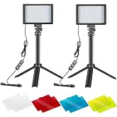 GDX SFT-120C 2'li LED Panel Işık Seti Masa&uuml;st&uuml; Standlı Renkli Filtreli Vlog Yayıncı Işığı