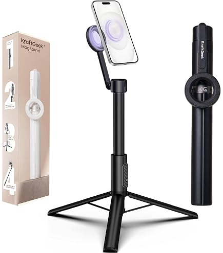 CAMOLO Treppiede Selfie Stick Magnetico Pop-Up 165 Cm – Telecomando Remoto Per IPhone E Android, Base 345mm Per Video E Foto