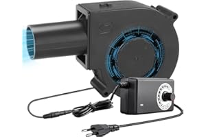 NAVESO Ventilador Radial 12V, Ventilador Turbina 12V con Regulador de Velocidad y Salida de Aire, Ventilador de Enfriamiento 12V para Electrodomésticos, Soplador de Aire 12V para Barbacoa, Chimenea