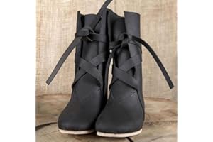 Mooke Renaissance-Ritter-Jäger-Stiefel Für Frauen/Männer - Retro-Mittelalter-Schnür-Punk-Stiefel - Wikinger-Piraten-Stiefel Aus PU-Leder Halloween-Cosplay-Kostüm