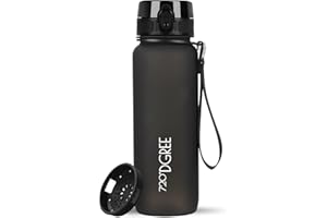 720°DGREE "uberBottle" butelka do picia 750 ml, zdejmowana szlufka + skala motywacyjna, sitko, szczelna, lekka, nie zawiera BPA, butelka sportowa z tritanu, do uprawiania sportu, fitnessu, jazdy na