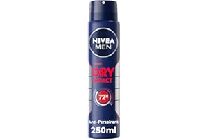 NIVEA MEN Dry Impact 72H Anti-Perspirant Deodorant Spray (250ml, Pack of 6), Men's Sweat Block with 72H Odour Protection, Daily Use Anti-Perspirant