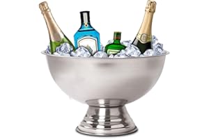 VENKER Vasque à Champagne - Grand Seau à Champagne Inox - 39,5 x 25 cm