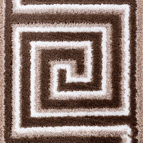 Teppich Wohnzimmer Bordüre Ornament Muster Abstrakt Design Meliert Beige Creme, Grösse:160×230 cm - 3