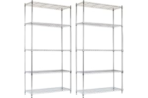 THINIA HOME Pack 2 Estanterías Metálicas con 5 Baldas Ajustables 182.8x91.4x35.5cm 400Kg