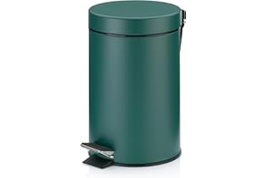 kela bidone per cosmetici verde 3l, bidone a pedale in metallo per il bagno, bidone per i rifiuti del bagno con contenitore interno e maniglia per il trasporto, MONACO, verde alpino opaco
