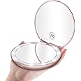 Benbilry LED Lighted Travel Makeup Mirror 1x/7x Magnification, Compact, Portable, Lightweight, Large 5 +- Wide Illuminated Folding Mirror (Rose Gold)