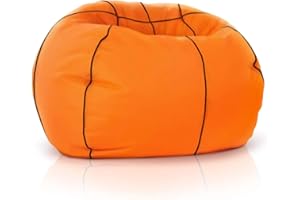Green Bean© Pouf de Basketball Rempli de Perles EPS 250L - Enfants & Adultes 90cm Bean Bag Pouf Géant Coussin de Repos Siège Lounge Chair Housse Lavable Fauteuil Gaming Blanc