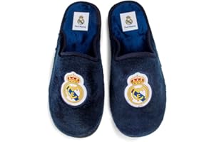 MARPEN SLIPPERS Zapatillas Para Casa Hombre Real Madrid CF Oficiales – Pantuflas Ligeras Con Pelo Suave - Temporada 25/26 - Antideslizantes, Lavables, Hechas En España - Azul marino - Talla 44