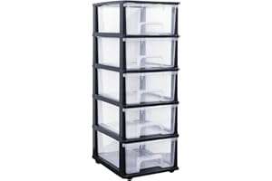 ABBAware Schubladenbox, Schubladen-Container auf Rädern, 5 große 17 Liter Schubladen, der Umwelt zuliebe aus recyclebarem PP Kunststoff, in schönen Farbvarianten, Rollcontainer, Organizer, Stapelboxen