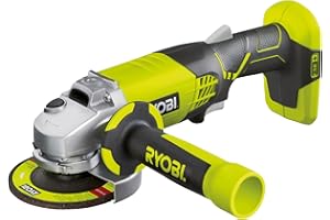 RYOBI 18 V ONE+ Akku-Winkelschleifer R18AG-0, kabelloses Schleif- und Trennwerkzeug, 7500 U/min, kraftvolle Metall-, Stein- & Fliesenbearbeitung
