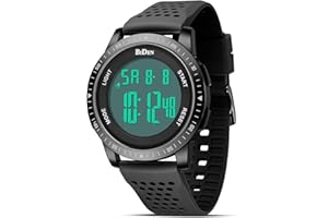 HANPOSH Mens Watches Digital Watch for Men Stopwatch 30M Waterproof Sports Watch Ultra-Thin Band Military Wrist Watches with LED Backlight/Alarm/Timer/Date