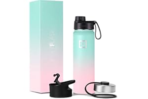 IRON °FLASK Sportwasserflasche - 22 Unzen, 3 Deckel (Auslaufdeckel), vakuumisolierter Edelstahl, heiß kalt, moderne doppelwandige Kantine