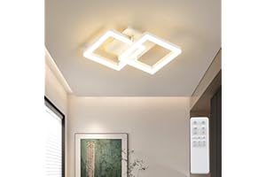 ANTENLICHT Plafoniera LED Soffitto Moderna 20W Dimmerabile con Telecomando 3000-6500K, Funzione di Memoria, Lampada da Soffitto per Camera da letto Sala Cucina Corridoio, Bianco 44x28x10cm