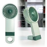 Accessory Rechargeable Mini Hand Fan Stand Bag Can Be Hanged on Belt, 3 Modes Strong Refreshing Fan Impeller (GREEN)