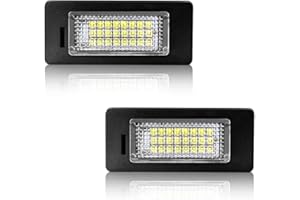 Safego Luz de matrícula LED para Coche Lámpara Número Placa Luces 2835 SMD 6000K Xenón Blanco para E39 E46 E82 E88 E90 E91 F10 F30 F31 etc, 2 Piezas, 1 año de Garantía