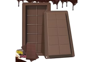 SilverChry 2 Piezas Molde Silicona Tableta de Chocolate, Molde Chocolate Tableta Profunda, Molde Turron Silicona, Molde de Praliné de Chocolate Extrafundo, 10 Compartimentos por Molde