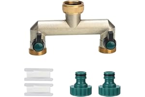 nutmanel 3/4 Pollice Splitter a Due Vie Ottone Distributore,con Valvola Indipendente,Acqua Rubinetto Splitter,Raccordo per Tubo Flessibile,Tubo Adattatore Acqua per Giardini