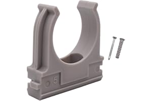 SKIR'CO (10 unidades) Clips de tubo, abrazaderas de plástico para tubos de 32 mm, abrazadera de tubo tipo U, ganchos de manguera, clips grises para tubos