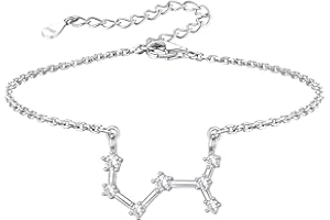 Silvora Constelacciones Pulseras para Tobillo Plata de Ley con Circonitas para Mujeres Senoritas, 22cm+5cm Tobilleras para Zaptillas Vestidos en Piscina Playa Calle
