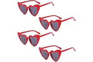 MIVAIUN 4 pary okularów przeciwsłonecznych w kształcie serca, czerwone okulary przeciwsłoneczne w kształcie serca, vintage kocie oko, okulary przeciwsłoneczne z lat 70., fantazyjne kolorowe okulary na