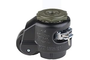 FOOT MASTER FOOTMASTER GDR-80S-BLK-1/2 Nylon Wheel and NBR Pad Ratcheting Leveling Caster, 1100 lbs, Stem Mounted with 0.5" Mounting Hole Diameter, Black