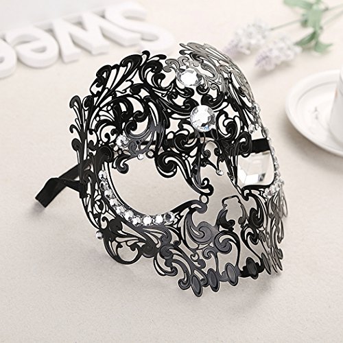 Coofit Unisex Venezianischen Teufel Schädel Laser Cut Maskerade Masken mit Strass (schwarz) - 3