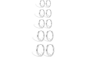 KISSPAT Gold Silber Creolen Set für Damen, Sterling Silber 925 Kleine Gold Creolen Ohrringe, Hypoallergen Leichte Knorpel Creolen Ohrringe Gold für Mehrere Ohrlöcher