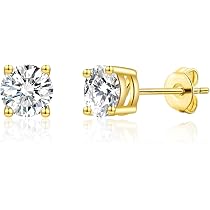 Orecchino Bottone Argento Zirconi Bianchi Placcato Oro Rosa | Make Your Jewel