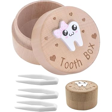 Scatoline Per Denti Da Latte GoKi - Set Di 4 In Legno Con Forme Di Animali (Elefante, Anatra, Pesce, Cane)