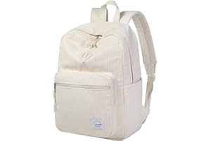 VASCHY Sac a Dos Femme, Vintage Sac à Dos Homme en Velours Côtelé Élégant 15,6 Pouces Cartable Fille Garçon College pour Ado Voyage Lycee Travail, Beige