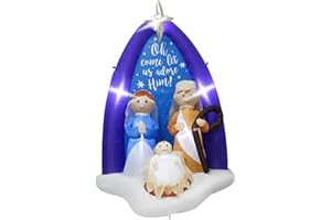 YCOLNAEFLLR Nadmuchiwana szopka bożonarodzeniowa 180 cm ze światłami LED – święta rodzina dekoracja bożonarodzeniowa do ogrodu na zewnątrz, podwórko, dekoracja bożonarodzeniowa, wodoodporna, religijna