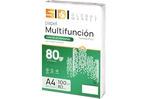 SIDI GLOBAL MARKET Papel A4, Folios de 80gr, Papel Impresora, Paquete de Folios para Uso Escolar, Laboral o Personal, Folios A4 para Fotocopiadora y Multiusos, color extrablanco - SIDI (100h, 80gr)