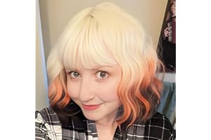 PARXITN Krótka peruka bob z grzywką, naturalna peruka, lisi ogon, syntetyczne włosy, kolorowe, na co dzień, na imprezę, Halloween, Cosplay, falowane, kręcone peruki dla kobiet