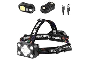 Victoper Lampada Frontale LED 11 Luci Super Luminosa, Torcia Frontale Ricaricabile con 8 Modalità e Sensore di Movimento, IPX4 Impermeabile per Corsa, Campeggio, Pesca ed Escursionismo
