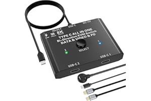 Switch USB C 2 komputery 1 monitor, Switch KVM 2 porty USB C, YOUTINGHDAV 8K 60Hz KVM Switch 2 laptopy, przełącznik USB C 2 wejścia 1 wyjście, 10 Gb/s/USB 3.1 Gen 2/100 W Ładowanie